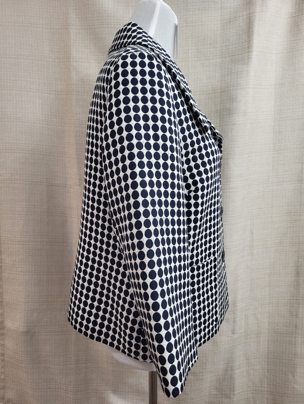 Scott Taylor Women's Blazer Jacket Black White Polka Dot 3/4 Button Front Size L - Picture 4 of 11